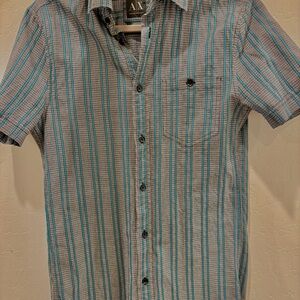 Armani Exchange Blue and Gray Casual Button Down Shirt